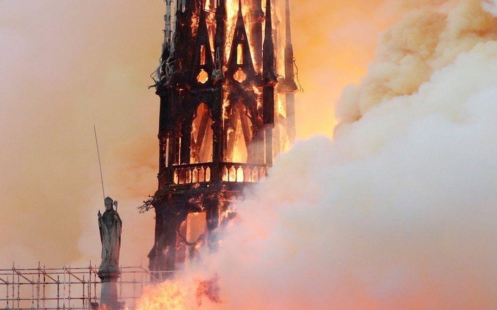 A fire on a building