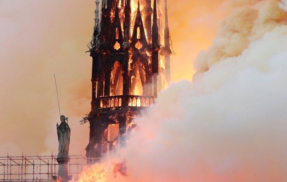 A fire on a building