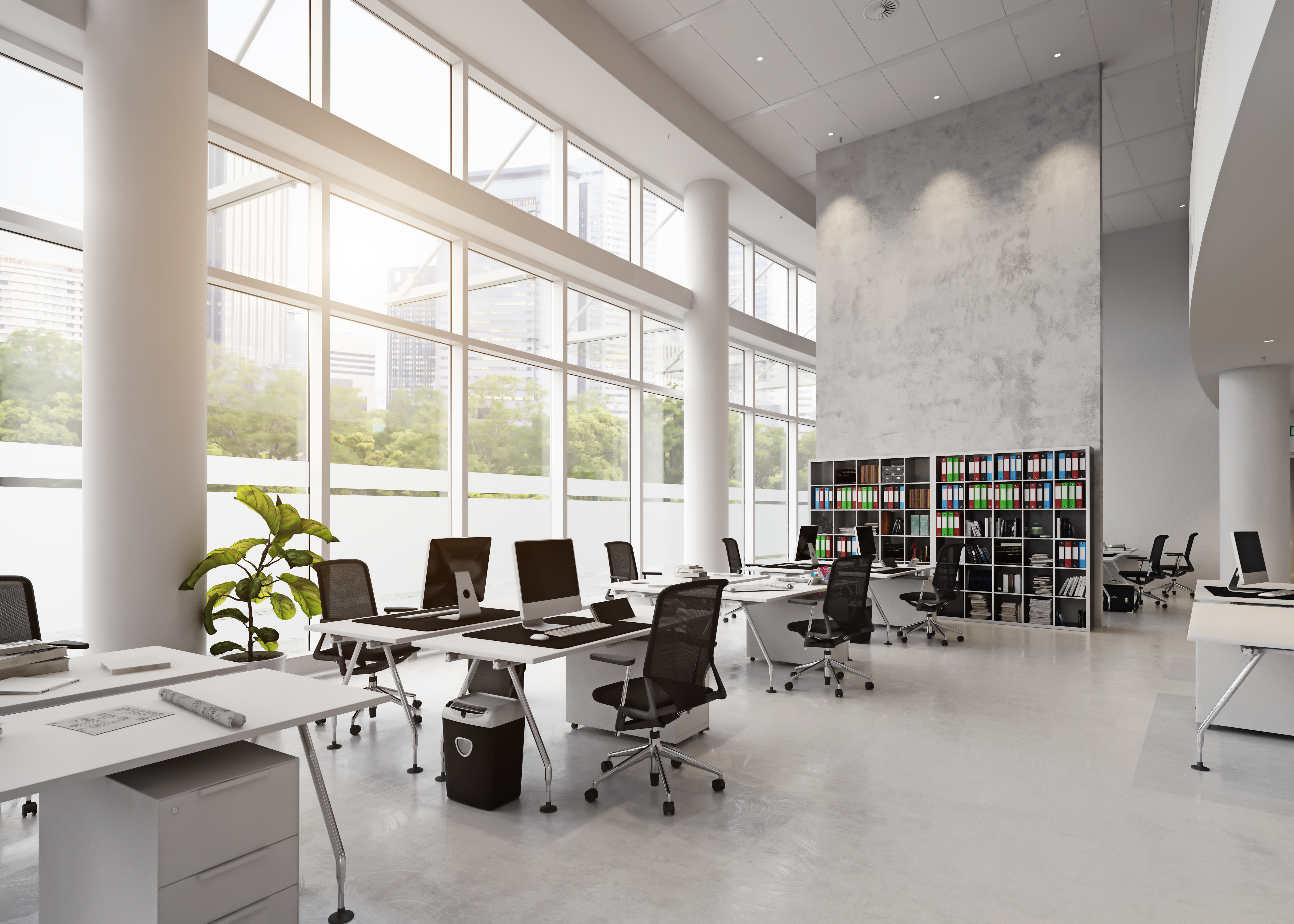 modern office building interior. 3d rendering concept
